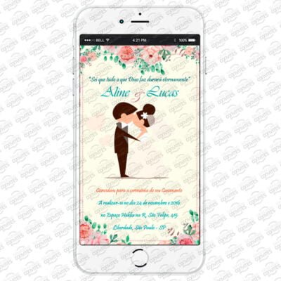 Convite Virtual de Casamento Flores para WhatsApp
