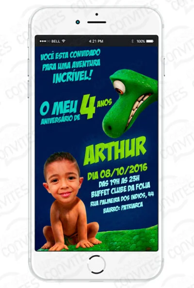 Convite Virtual personalizado tema bom dinossauro