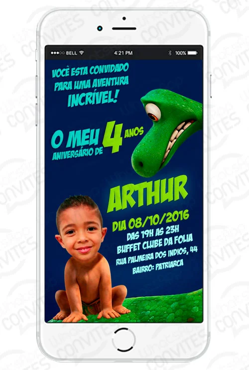 Convite Virtual personalizado tema bom dinossauro