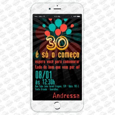 Convite Virtual de Aniversário 30 anos
