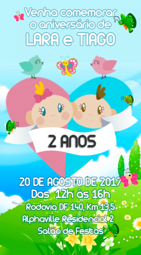 Convite Virtual Casal Gêmeos