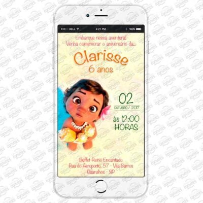 Convite Virtual Moana Baby