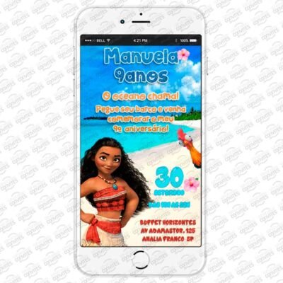 Convite Virtual Moana Aniversário