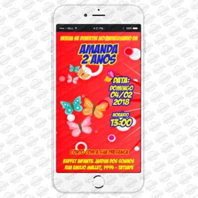 Convite Aniversário Borboleta