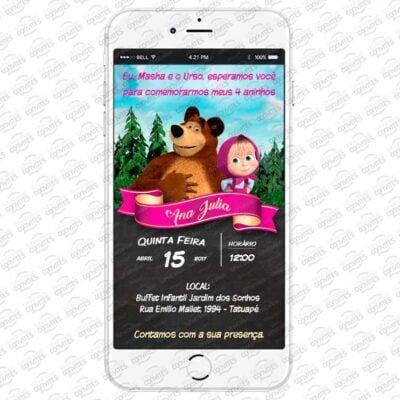 Convite Virtual Masha e o Urso