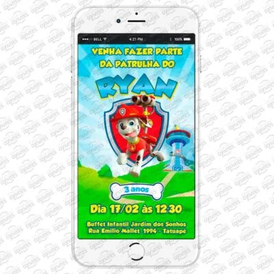 Convite Virtual Patrulha Canina Marshall