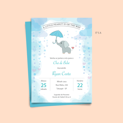 Convite de Chá de Bebê Elefantinho
