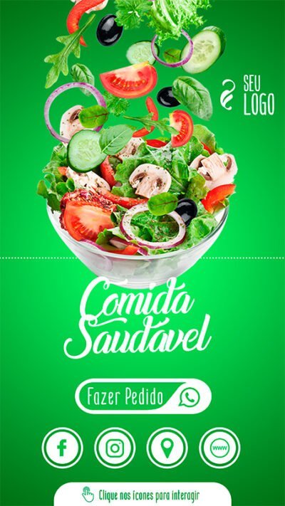 Convite Virtual Interativo Comida Saudável Em PDF