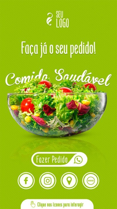Convite Virtual Interativo Comida Saudável 2 Em PDF