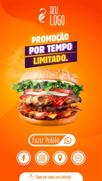 Convite Virtual Interativo Hambuergueria 4 Em PDF